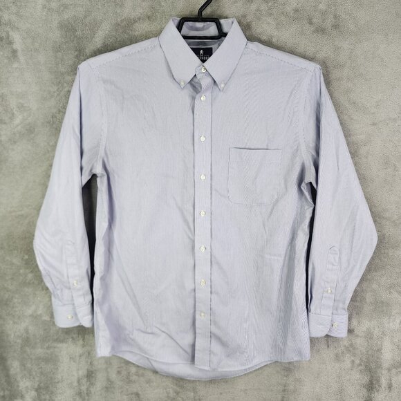 Mens Stafford Performance Pinpoint Shirt Button-Up Blue & White Stripe 16 34/35 - Picture 2 of 7